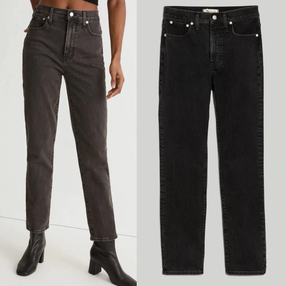 Madewell TALL Perfect Vintage Jean Lunar Wash Black Tapered High Rise Size 27